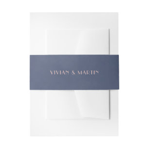 Classic Navy Blue Smoke Invitation Belly Band