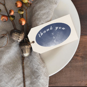 Classic Navy Blue Smoke Thank You Oval Sticker