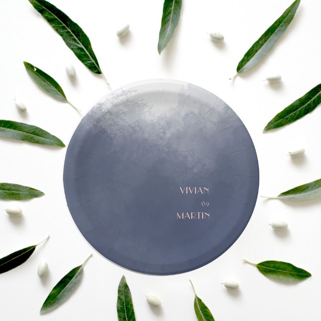 Classic Navy Blue Smoke Wedding Paper Plate (Creator Uploaded)