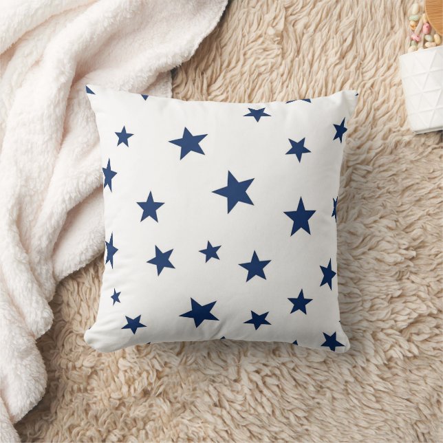 Classic Navy Blue Stars Seamless Pattern Cushion (Blanket)