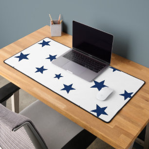 Classic Navy Blue Stars Seamless Pattern Desk Mat
