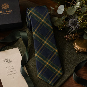Classic Navy Blue Tartan Plaid Elegant Scottish Tie