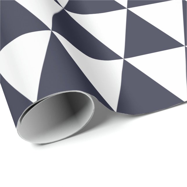 Classic Navy Blue Triangles Wrapping Paper (Roll Corner)