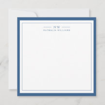 Classic Navy Blue Two Border Monogram Lined