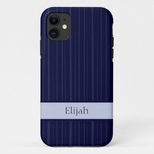 Classic Navy Blue Vertical Stripe Case-Mate iPhone Case