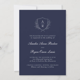 Classic Navy Blue Wedding Invitation