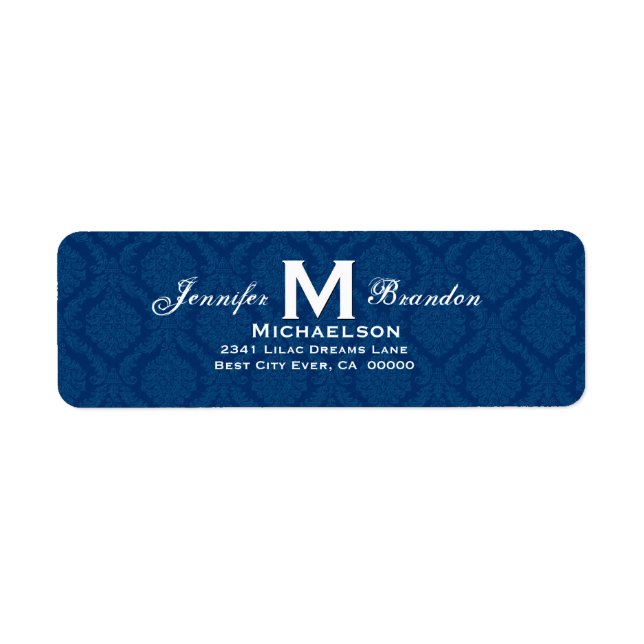 Classic Navy Blue Wedding Monogram Personalised (Front)