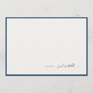 Classic Navy Border Personalized Script Card