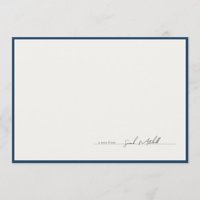 Classic Navy Border Personalized Script Card (Front)