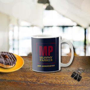 Classic Navy Burgundy Gold Business Monogram Logo Coffee Mug