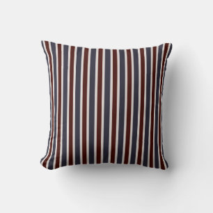 Classic Navy & Burgundy Vertical Stripes Cushion