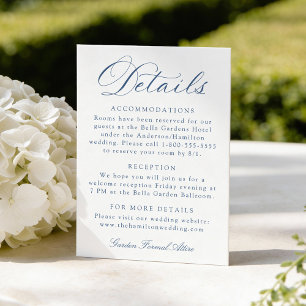 Classic Navy Calligraphy Wedding Details Enclosure Card