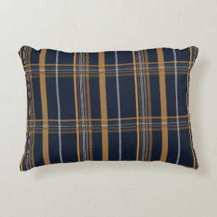 Classic Navy Camel Plaid Aesthetic Decorative Cushion