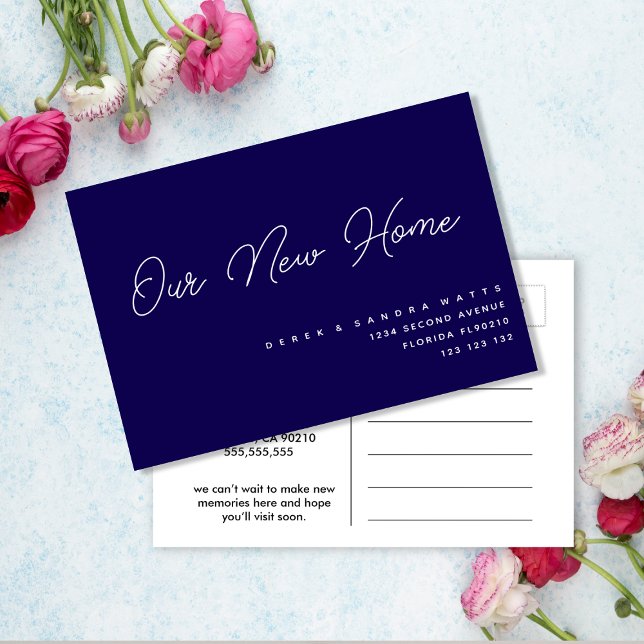 Classic Navy | Elegant We’ve Moved Change of Addre Announcement Postcard (Creator Uploaded)