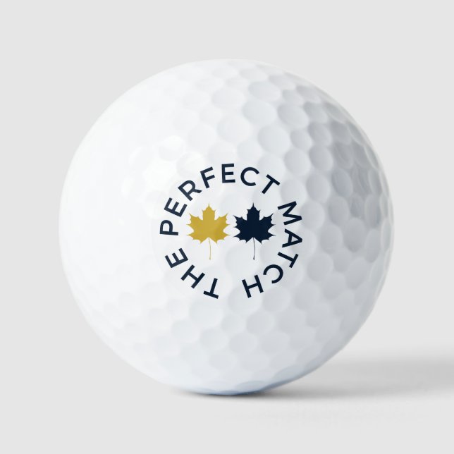 Classic Navy Gold Monogram Perfect Match Wedding Golf Balls (Front)