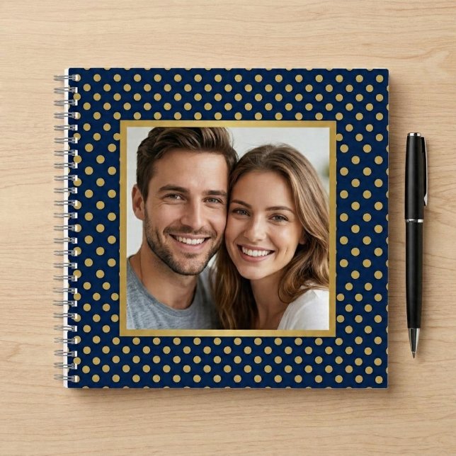 Classic Navy & Gold Polka Dot Frame Photo Notebook (Creator Uploaded)
