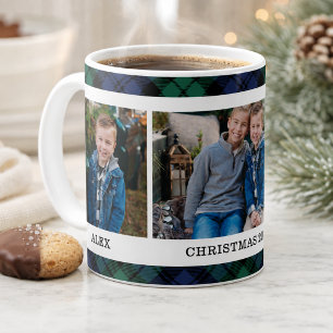 Classic Navy Green Black Watch Plaid Holiday Photo Coffee Mug