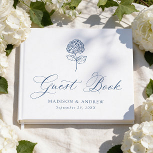 Classic Navy Hydrangea Wedding Guest Book