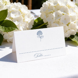 Classic Navy Hydrangea Wedding Place Card