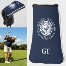 Classic Navy Laurel Wreath Name Monogram Putter