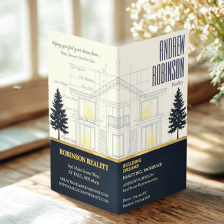 Classic Navy Open House Floor Plan Elegant Detail  Business Card