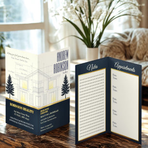 Classic Navy Open House Floor Plan Elegant Detail  Business Card
