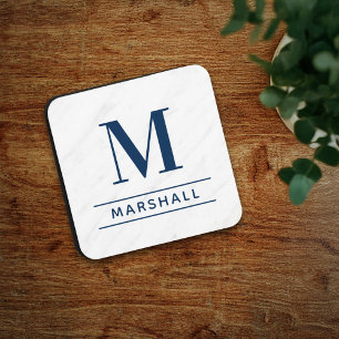 Classic Navy Personalised Family Monogram Initial Coaster