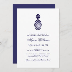 Classic Navy Pineapple Bridal Shower Invitation