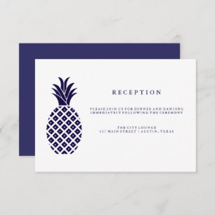 Classic Navy Pineapple Wedding Reception Invitation