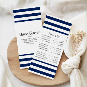 Classic Navy Stripe Business Price Rack Card