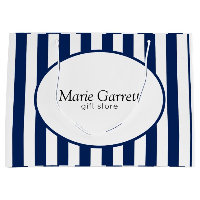 Classic Navy Stripes Custom Large Gift Bag (Front)