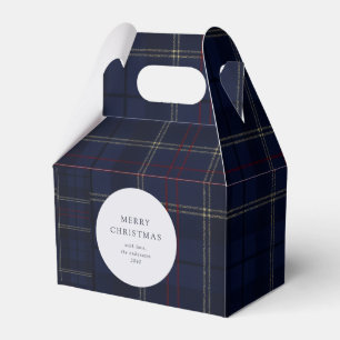 Classic Navy Tartan Plaid Holiday Cookie Favour Box