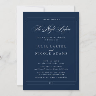 Classic Navy The Night Before Rehearsal Dinner Invitation