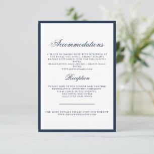 Classic Navy Vintage Wedding Details Enclosure Card