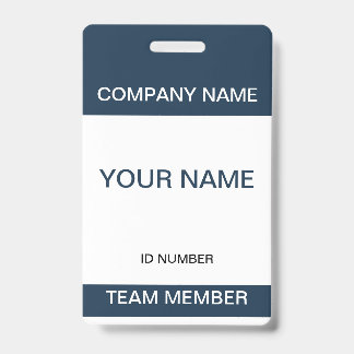 Classic Navy White Custom Name Badge ID Badge