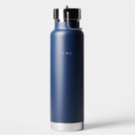Classic Navy with White Monogram Water Bottle<br><div class="desc">A classic monogram design that never goes out of style.</div>