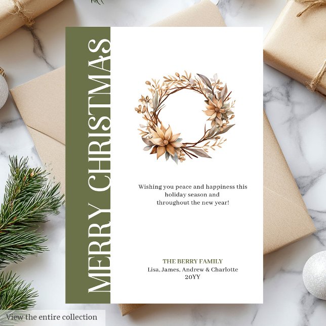 Classic neutral Christmas wreath greeting card  (Classic neutral Christmas wreath greeting card )
