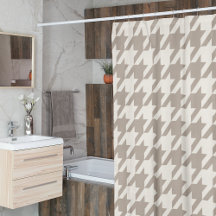 Classic Neutral Ivory Taupe Houndstooth Pattern