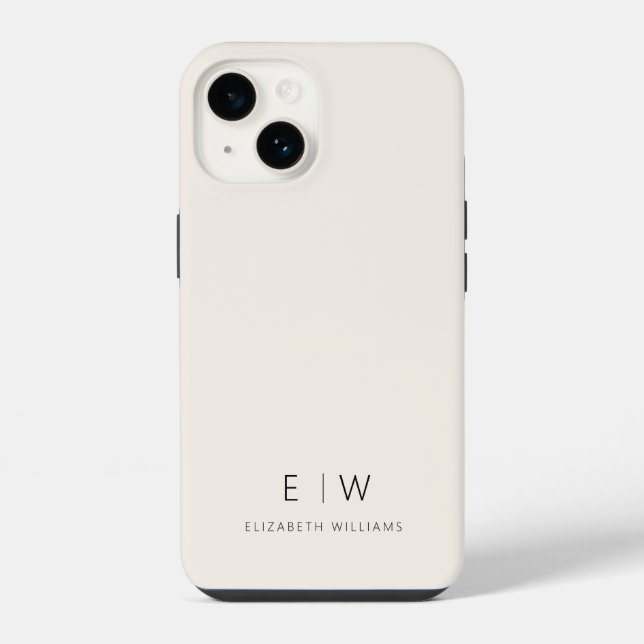 Classic Neutral Modern Minimalist Monogram Name iPhone Case (Back)