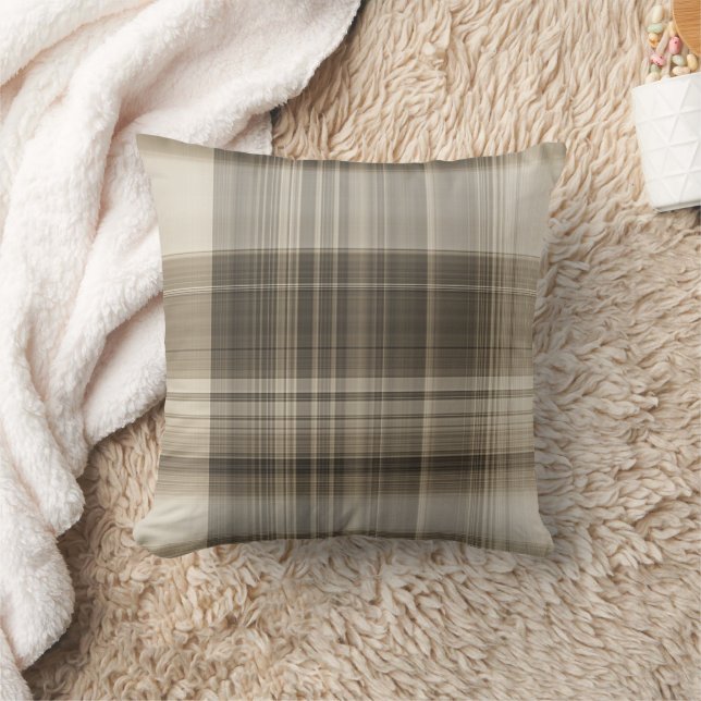 Classic Neutral Plaid Decorative Pillow (Blanket)