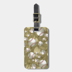 classic new over vintage baseballs dual pattern luggage tag