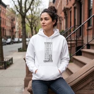 Classic New York Stoop Apartment Drawing  Hoodie