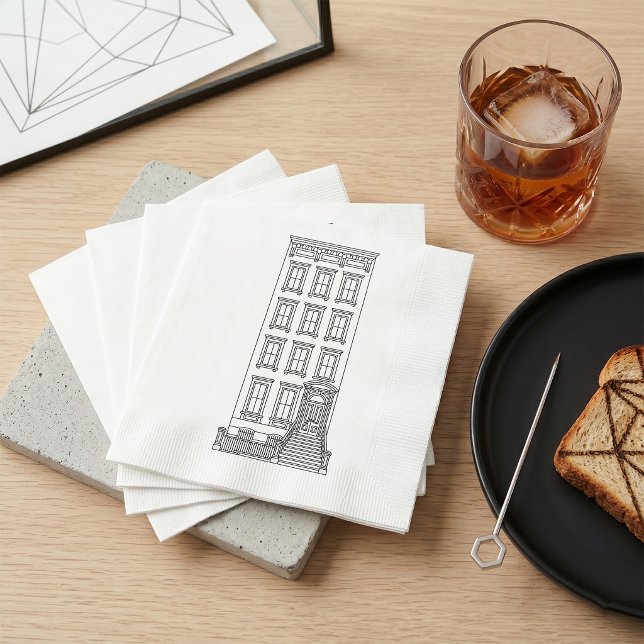 Classic New York Stoop Apartment Drawing  Napkin (Creator Uploaded)