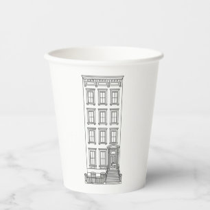Classic New York Stoop Apartment Drawing Paper Cups