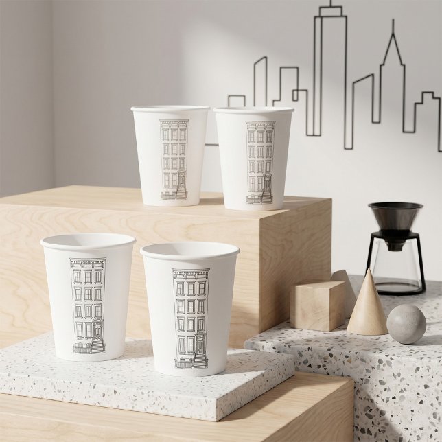 Classic New York Stoop Apartment Drawing  Paper Cups (Creator Uploaded)