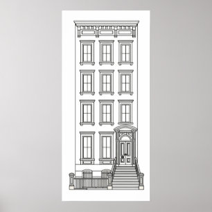 Classic New York Stoop Apartment Drawing Poster