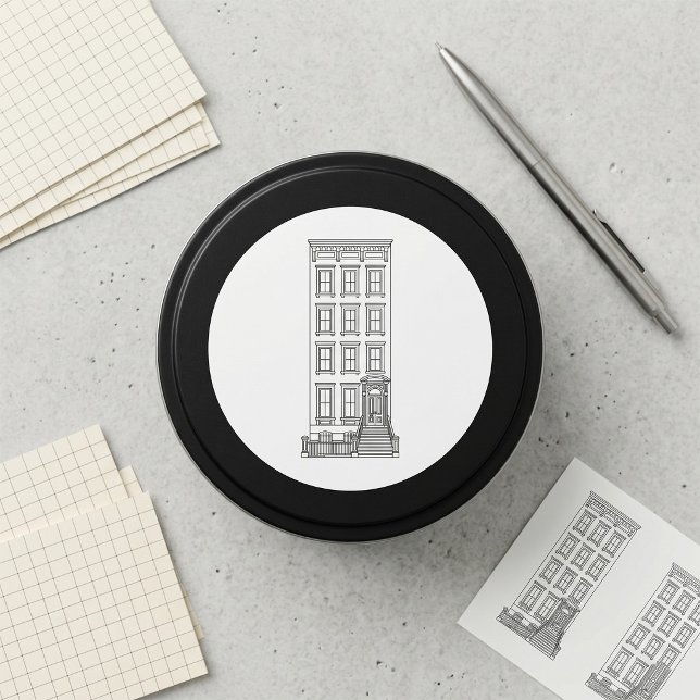Classic New York Stoop Apartment Drawing  Round Sticker (Creator Uploaded)
