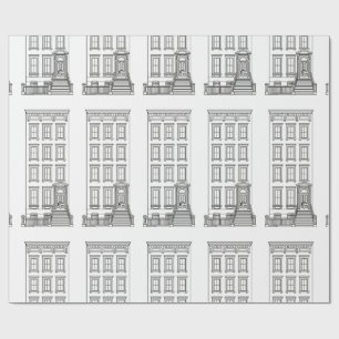 Classic New York Stoop Apartment Drawing Wrapping Paper