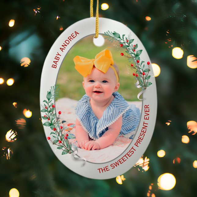 Classic Newborn 1st Christmas Grandparents   Ceramic Tree Decoration (Creator Uploaded)