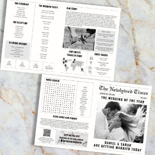 Classic Newspaper Wedding Program Info Photos Card